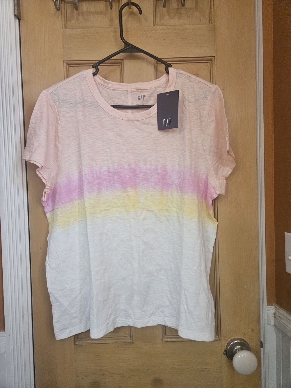 GAP Women's Pastel Stripe Tie-Dye Tee - Pink, Yellow, White